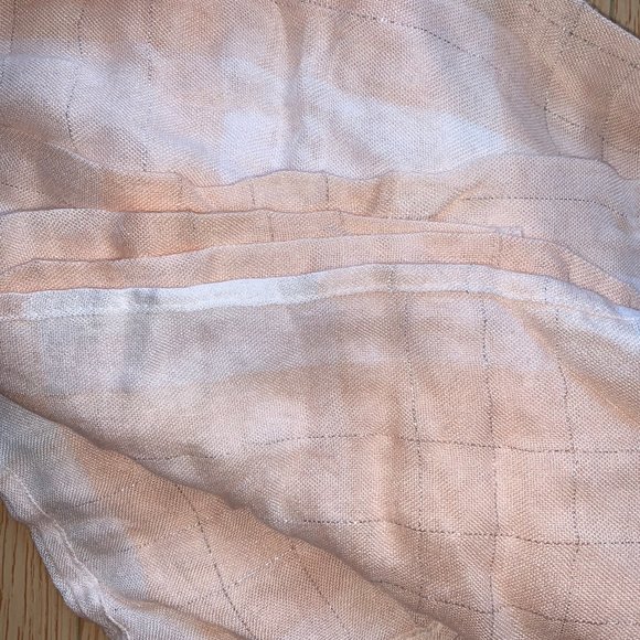 3/$20 Peach White Plaid Large Scarf Silver - Picture 3 of 3